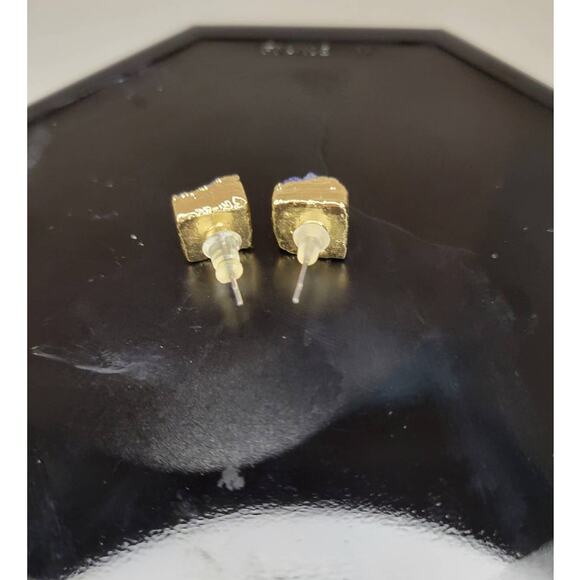 Vintage Dark Blue Gemstone Geode Stud Earrings Wedding Birthday Gift - Picture 2 of 5